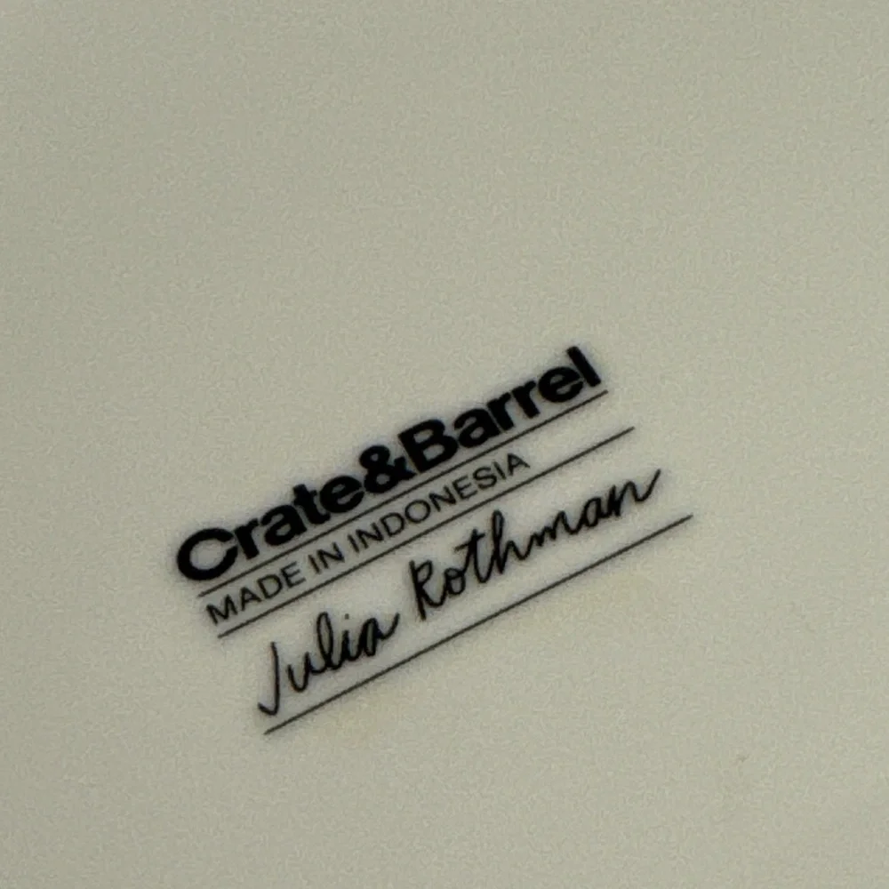 SET OF 2 Crate & Barrel Leif Dinner Plate By Julia Rothman Black And White
